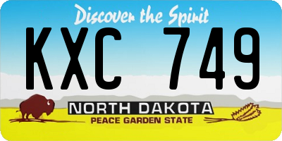 ND license plate KXC749