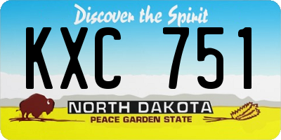 ND license plate KXC751