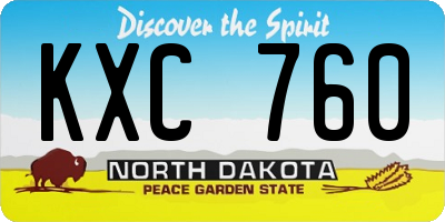 ND license plate KXC760