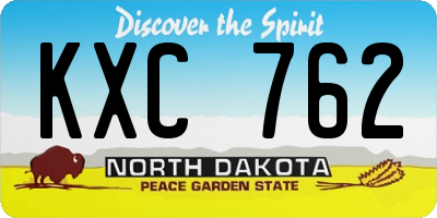 ND license plate KXC762