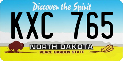 ND license plate KXC765
