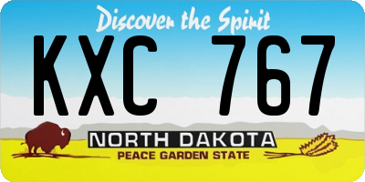 ND license plate KXC767