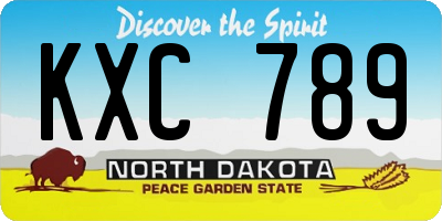 ND license plate KXC789