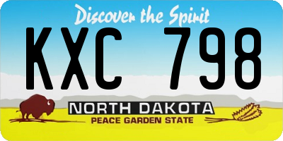 ND license plate KXC798