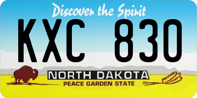 ND license plate KXC830