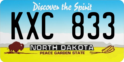 ND license plate KXC833