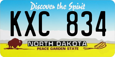 ND license plate KXC834
