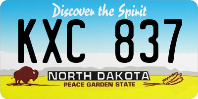ND license plate KXC837