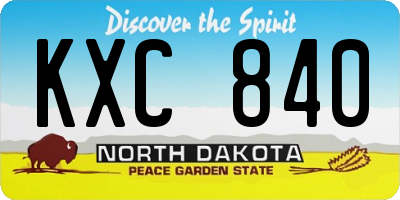 ND license plate KXC840