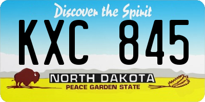 ND license plate KXC845
