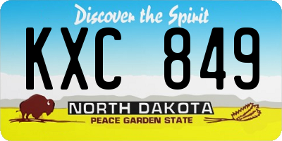 ND license plate KXC849