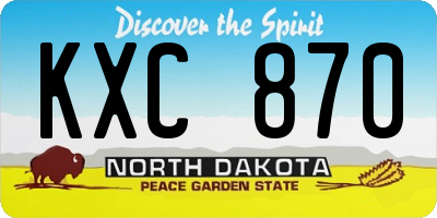 ND license plate KXC870