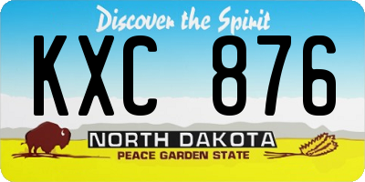 ND license plate KXC876