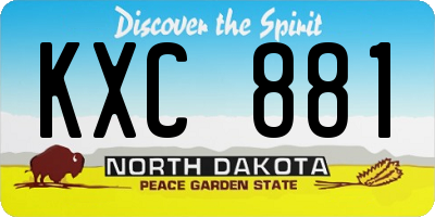 ND license plate KXC881