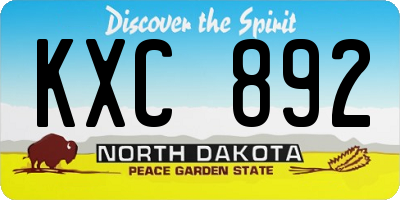 ND license plate KXC892