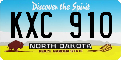 ND license plate KXC910