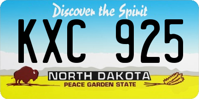 ND license plate KXC925