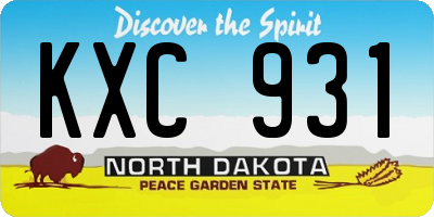 ND license plate KXC931
