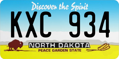 ND license plate KXC934