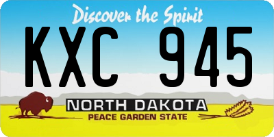 ND license plate KXC945