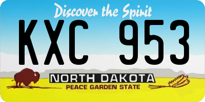 ND license plate KXC953