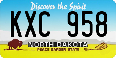 ND license plate KXC958