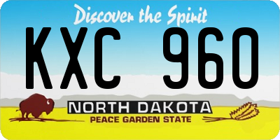 ND license plate KXC960