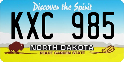 ND license plate KXC985