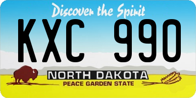 ND license plate KXC990