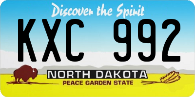 ND license plate KXC992