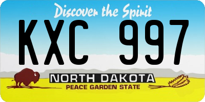 ND license plate KXC997