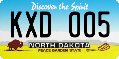 ND license plate KXD005