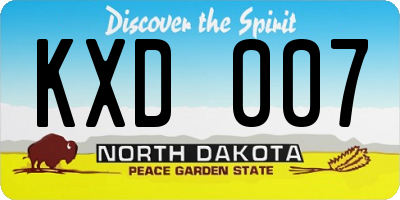 ND license plate KXD007