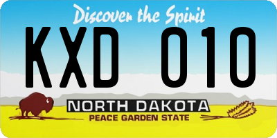 ND license plate KXD010