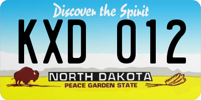 ND license plate KXD012