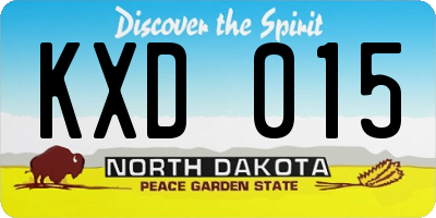 ND license plate KXD015