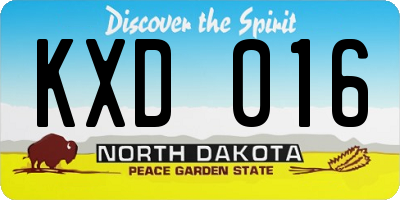 ND license plate KXD016