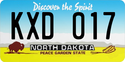 ND license plate KXD017