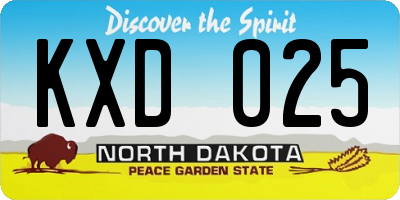 ND license plate KXD025