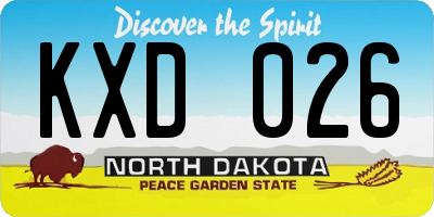ND license plate KXD026