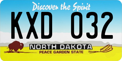 ND license plate KXD032