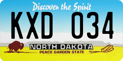 ND license plate KXD034