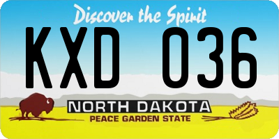 ND license plate KXD036