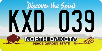 ND license plate KXD039