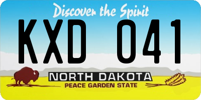 ND license plate KXD041