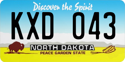 ND license plate KXD043