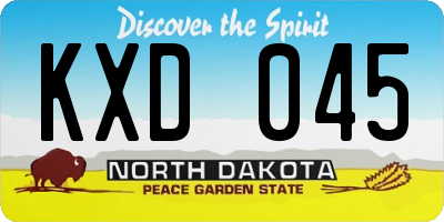 ND license plate KXD045