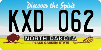ND license plate KXD062