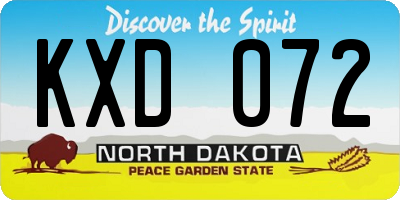 ND license plate KXD072