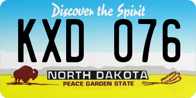 ND license plate KXD076